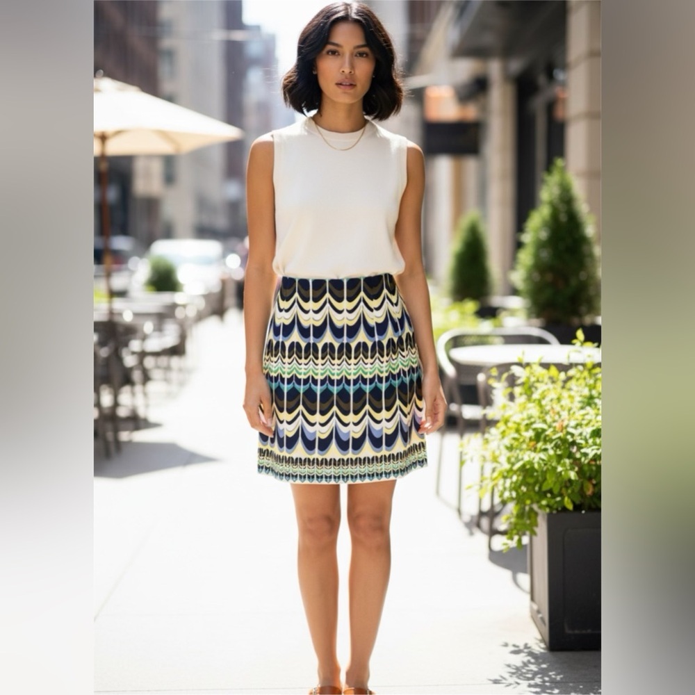 Talbots Mini Skirt - Yellow, Blue, Green Pattern